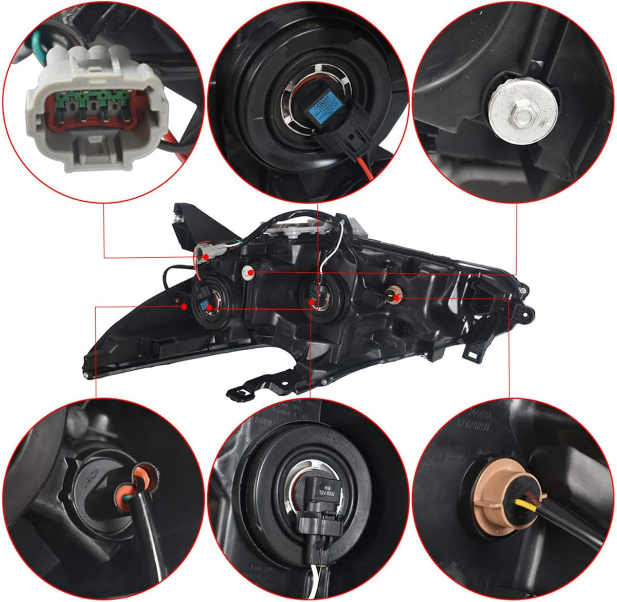 Replacement Halogen Headlight Assembly for 2016 2017 2018 Nissan Altima Black Bezel Chrome Style Right Passenger Side I6683