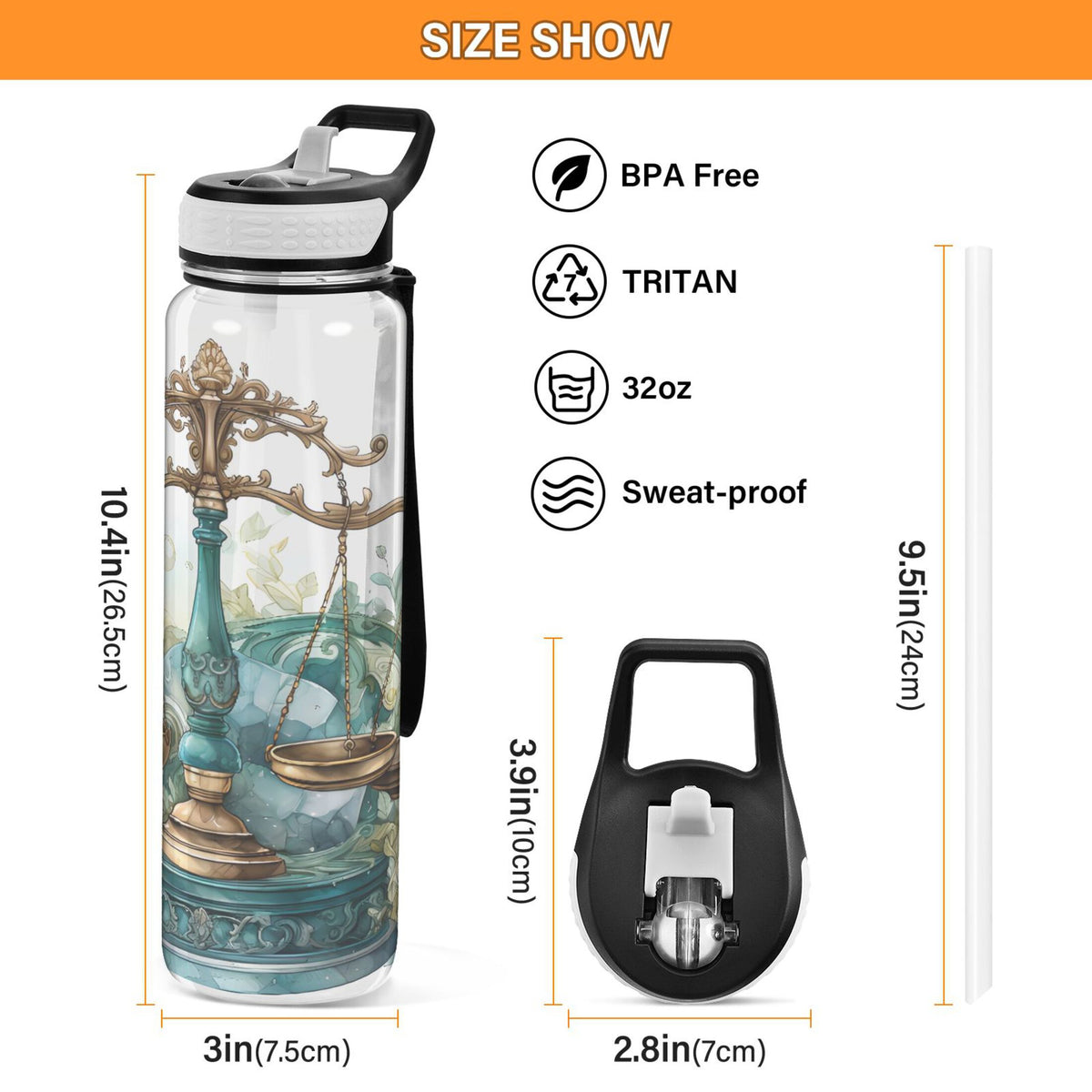 32oz Tritan Leakproof Clear Sports Water Bottle H61858