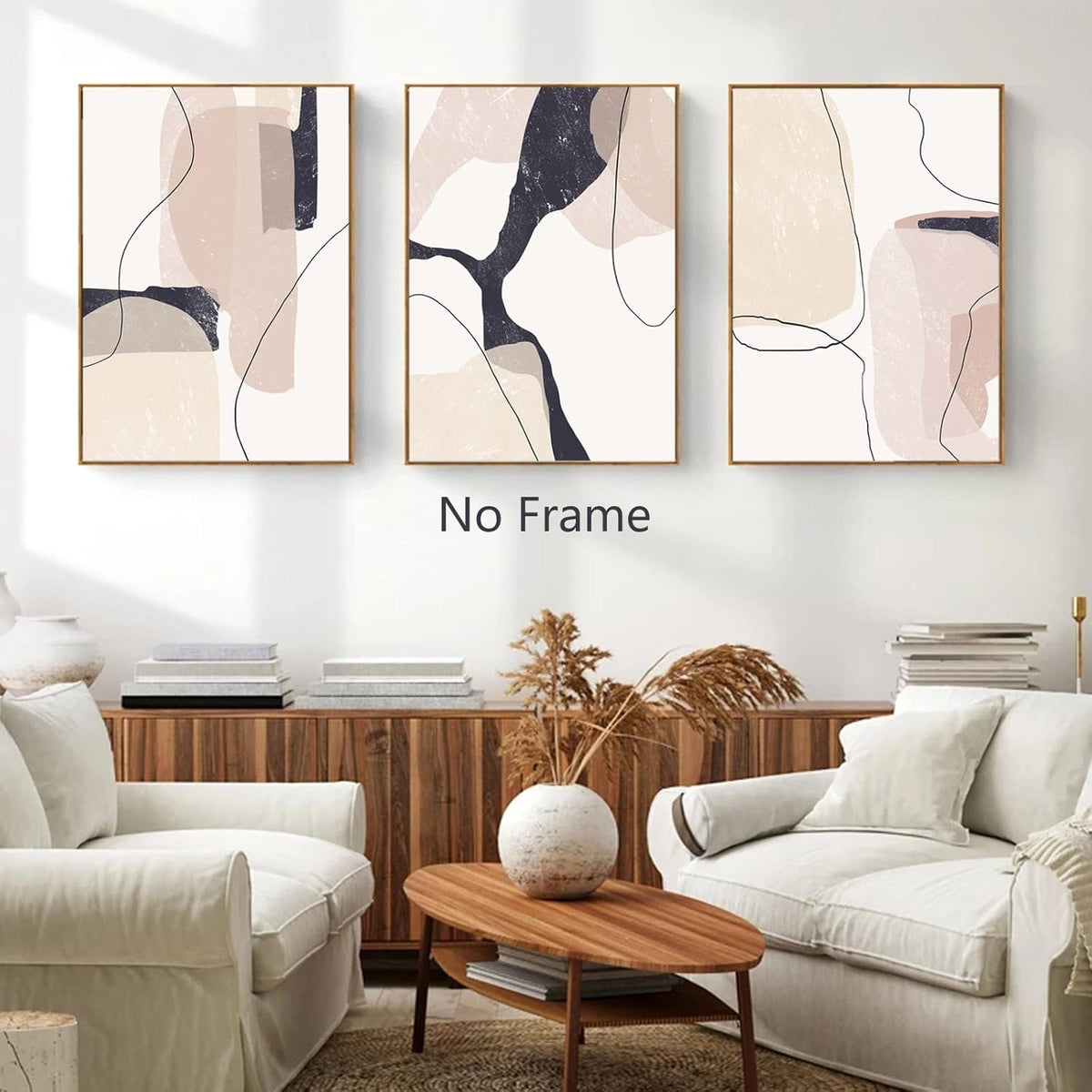 Beige Abstract Canvas Wall Art 20x28inchx3pcs No Frame A68741