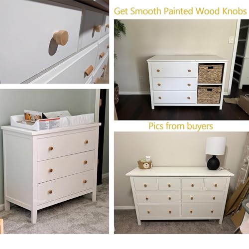 16PCS Unfinished Wood Dresser Knobs, Mushroom Wooden Cabinet Knobs, Round Wood Drawer Knobs Pulls Handle (Diameter: 1.3", Height: 1") L36084