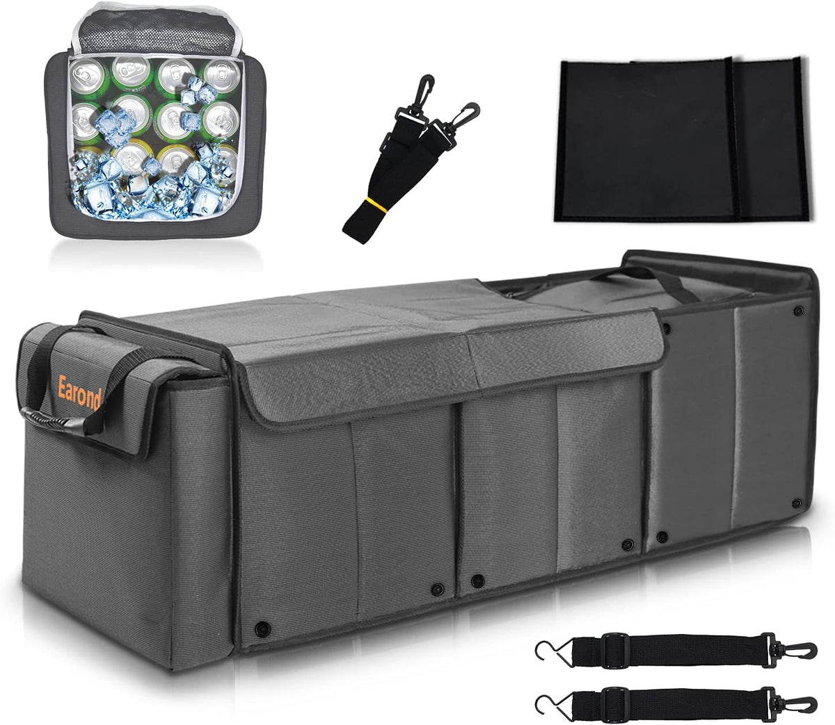 Car Trunk Organizer with Leakproof Cooler Bag, Foldable Cover, Adjustable Securing Straps N101