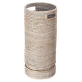 White Wash Rattan Round Umbrella Stand with Water Catch Y9280