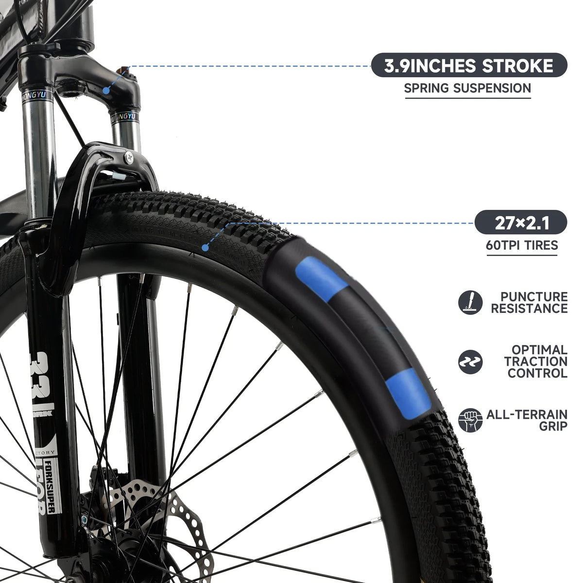 Full Suspension 21 Speed 27.5 inch Dual Disc Brake Mountain Bike J484659