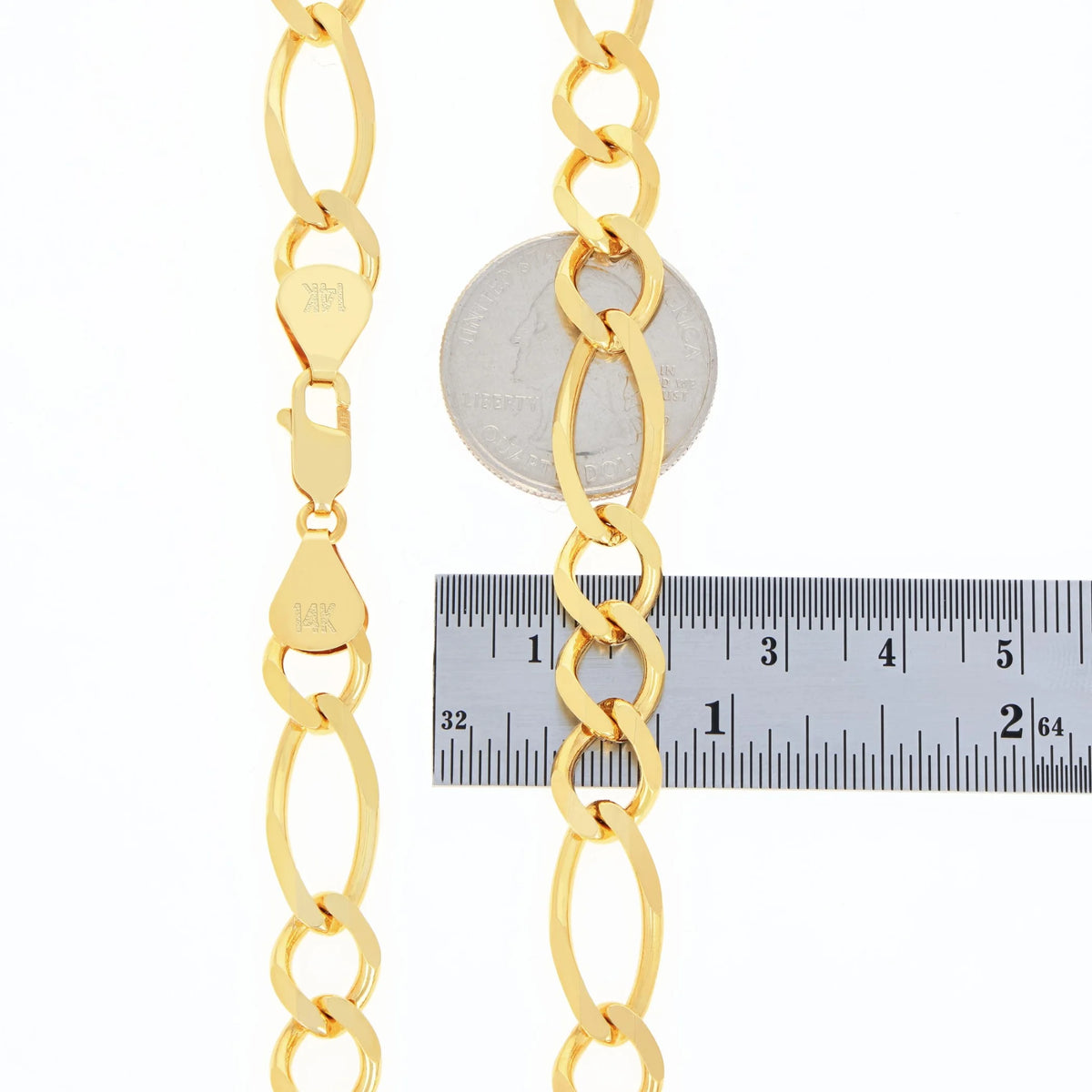 14k Yellow Gold Solid Figaro Chain Link Necklace 18" - 30" N3821
