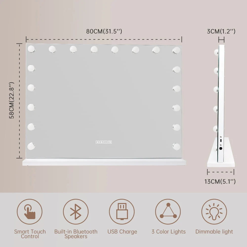 White Metal Vanity Mirror with Lights H469665