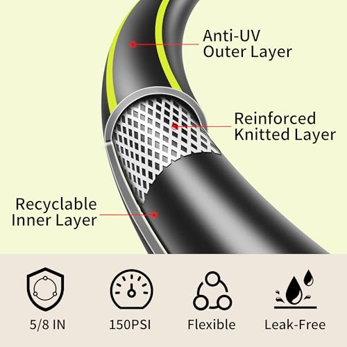 50 ft Leak Proof Rubber Garden Hose with Brass Connector D3390