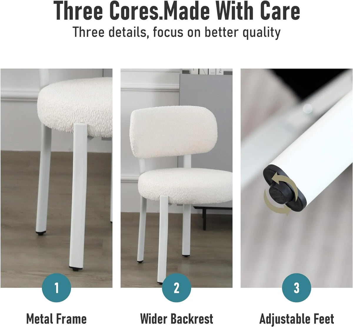 White Set of 6 Upholstered Boucle Dining Chairs H663111