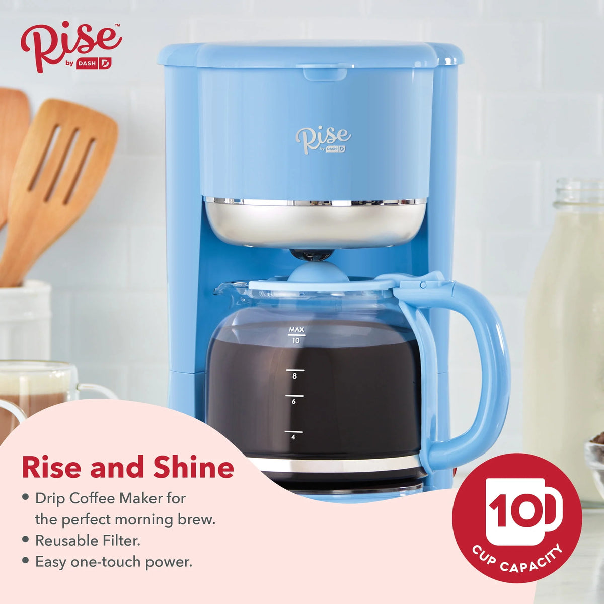 Blue 10 Cups Glass Carafe Drip Coffee Maker L9503