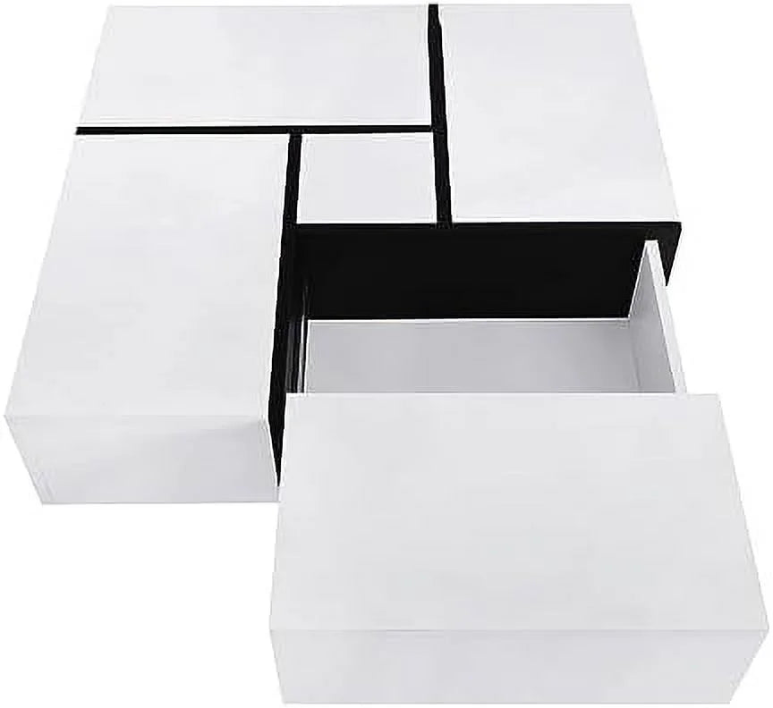 Brown Square Coffee Table with 4 Hidden Compartments P816705