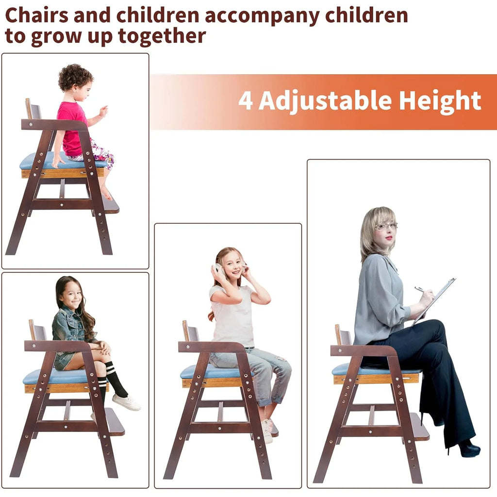 Wooden Adjustable Toddler High Chair with Waterproof Cushion E3925