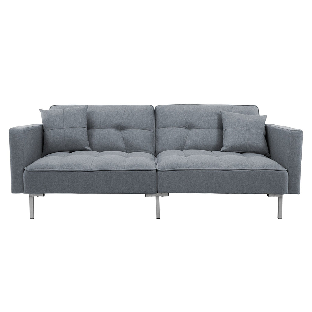Dark Gray Linen Convertible Folding Futon Sofa Bed S6746