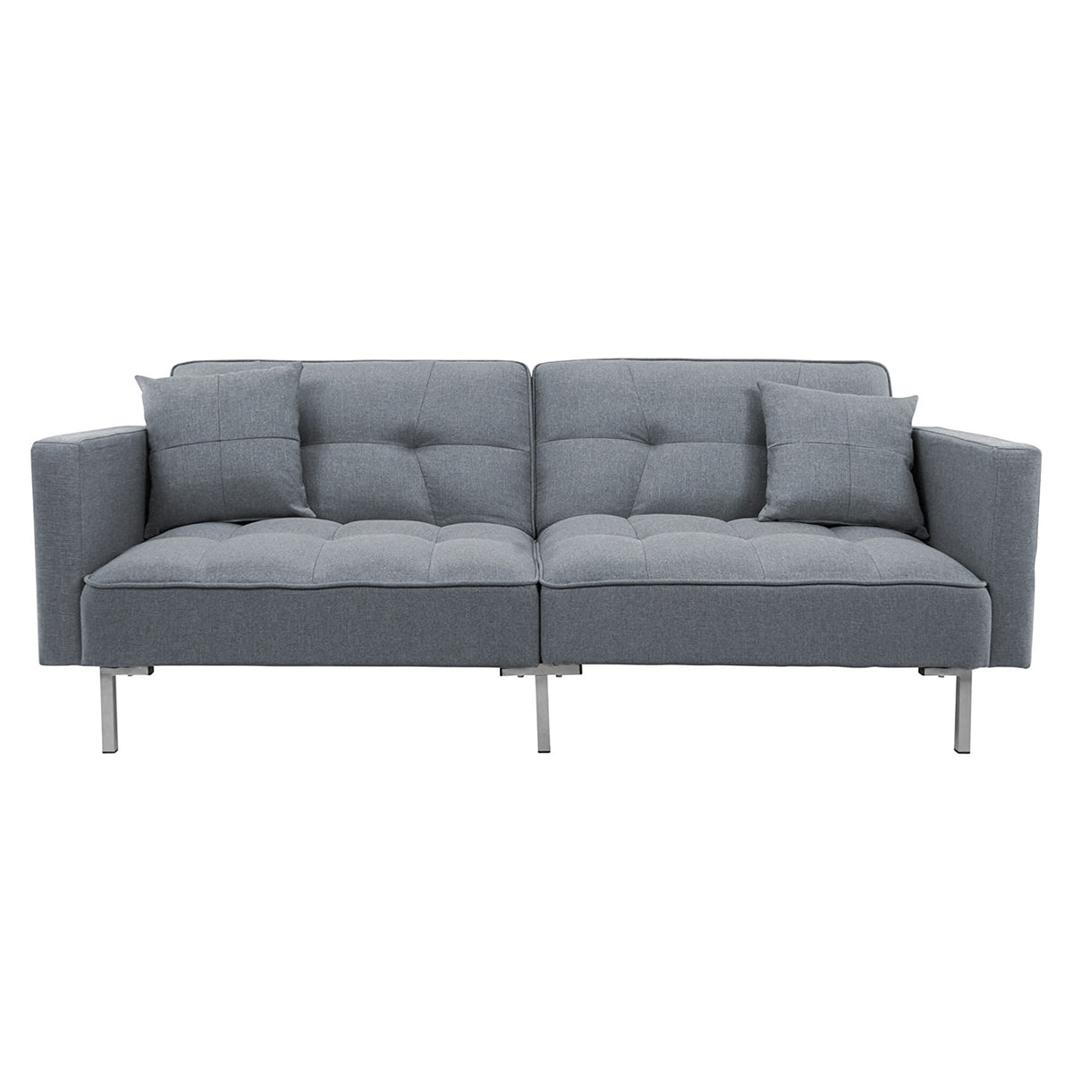 Dark Gray Linen Convertible Folding Futon Sofa Bed S6746