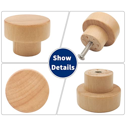 16PCS Unfinished Wood Dresser Knobs, Mushroom Wooden Cabinet Knobs, Round Wood Drawer Knobs Pulls Handle (Diameter: 1.3", Height: 1") L36084