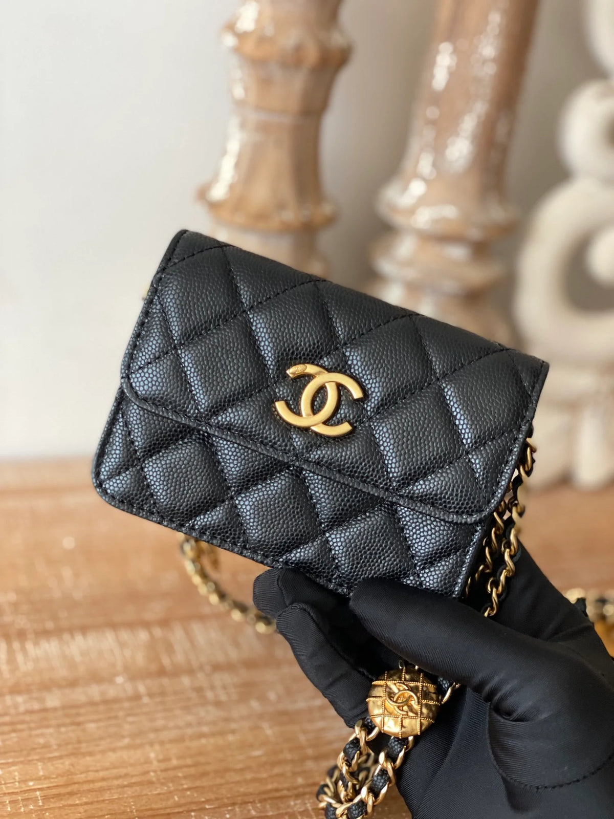 Black Clutch With Chain P9460