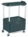 Black Three-Shelf AV Cart with Cabinet H2382