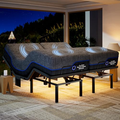 Queen Adjustable Bed Frame with 10-inch Cooling Gel Memory Foam Mattress Q983