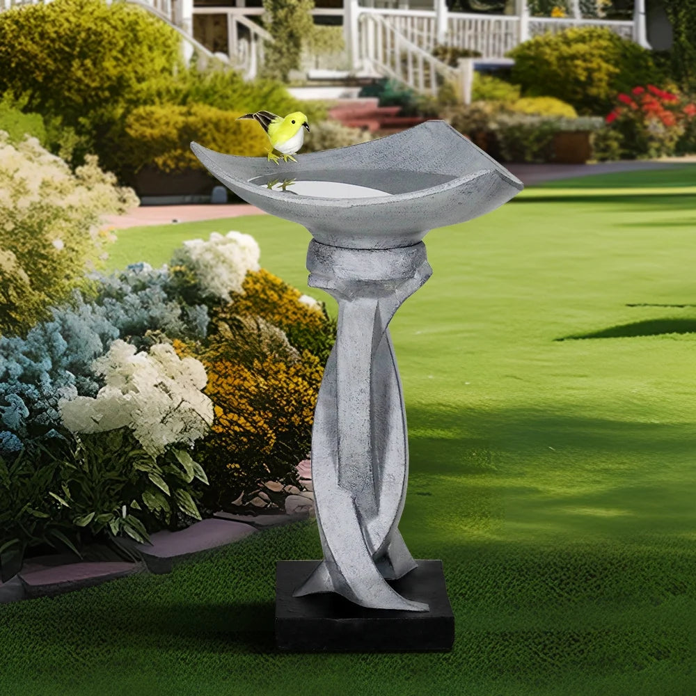 22.8" H Concrete Pedestal Bird Bath G46478