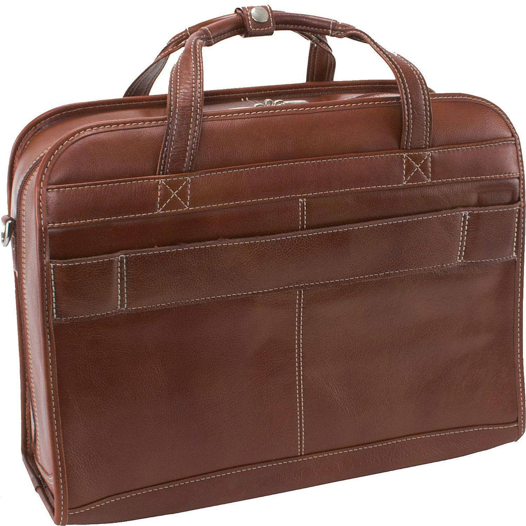 Black Leather Detachable Wheeled Laptop Case E92816