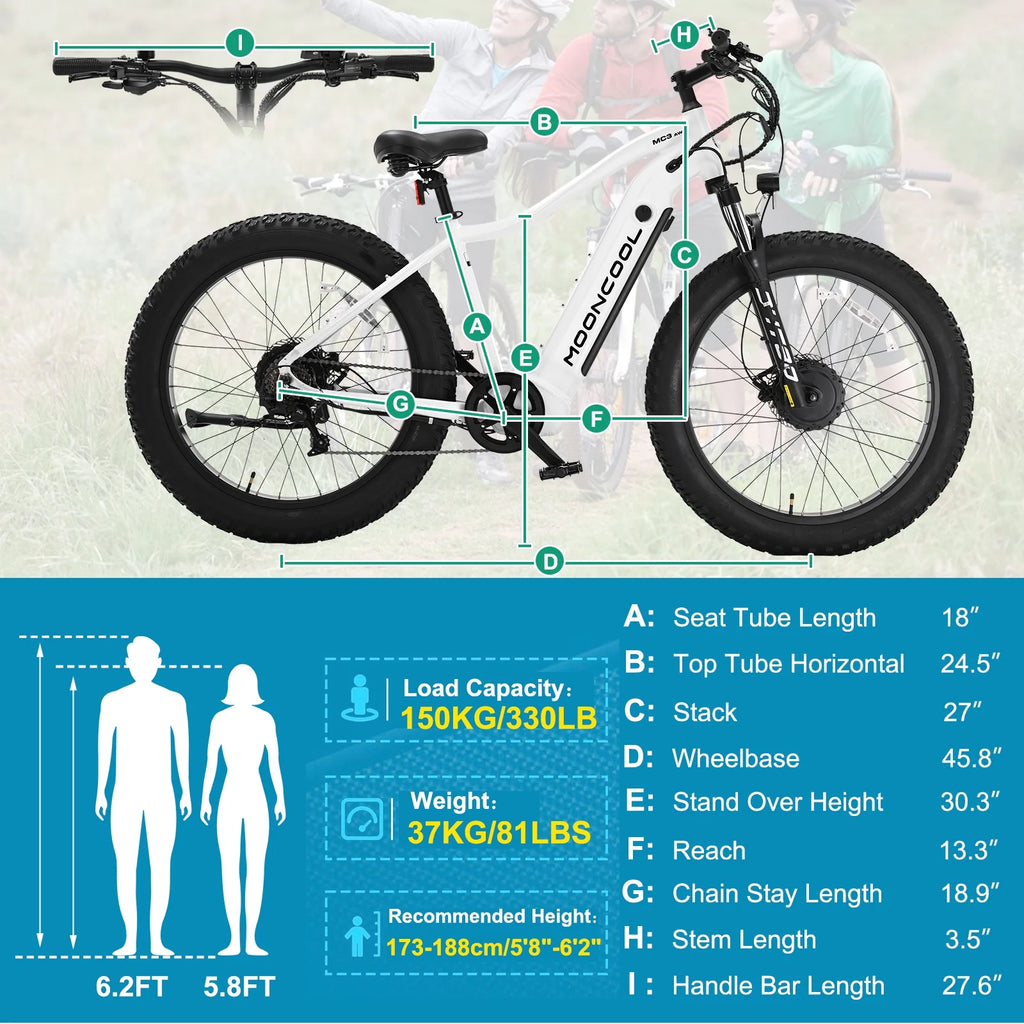 26" X 4" Fat Tire 1000W Dual Motor Electric Mountain Bike U17368