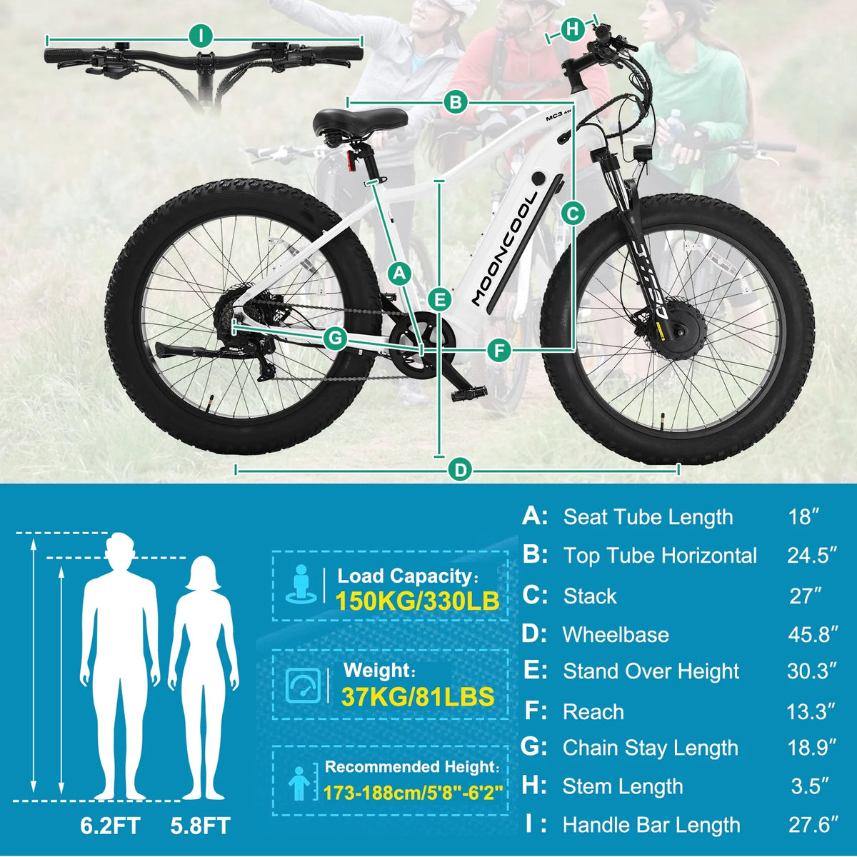 26" X 4" Fat Tire 1000W Dual Motor Electric Mountain Bike U17368