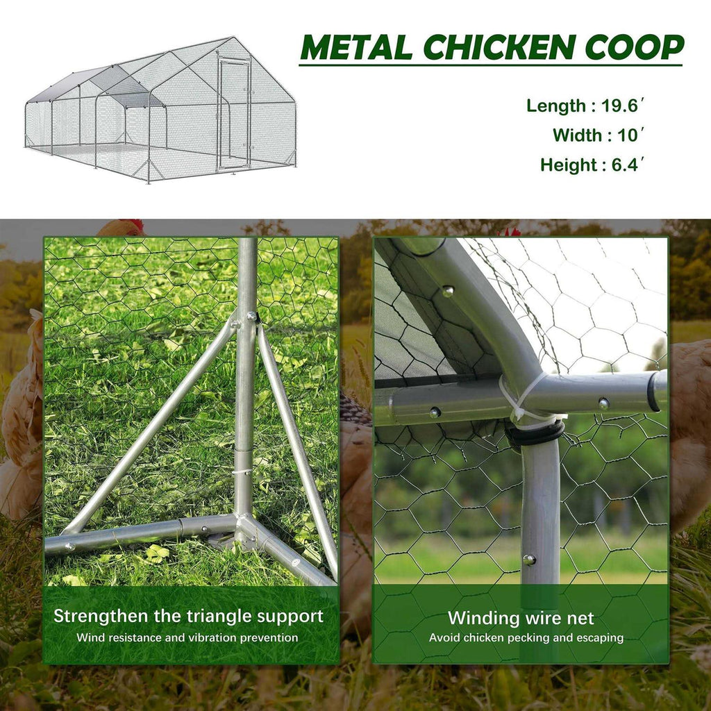 Large Metal Chicken Coop with Water-Resident Wire Mesh W283653