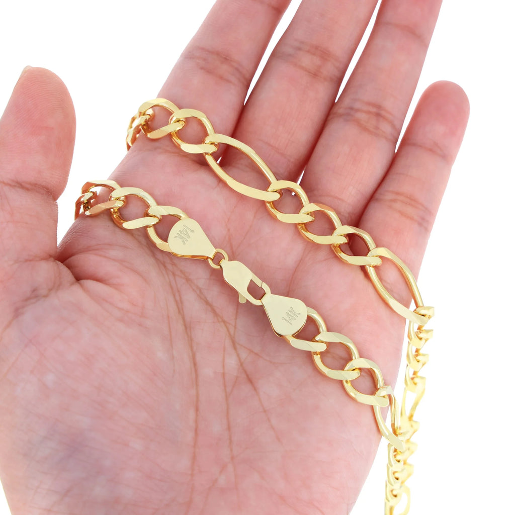 14k Yellow Gold Solid Figaro Chain Link Necklace 18" - 30" N3821