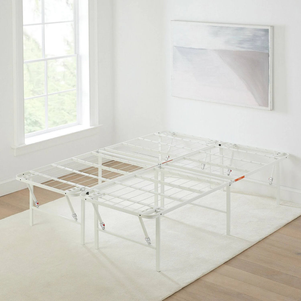 White Steel Bed Frame, King, 14 inch Height B4111