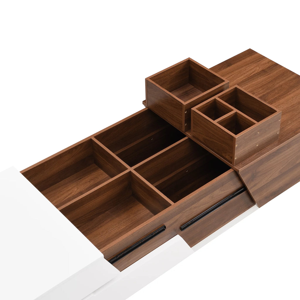 White Walnut Extendable Coffee Table with Storage Drawers A783429
