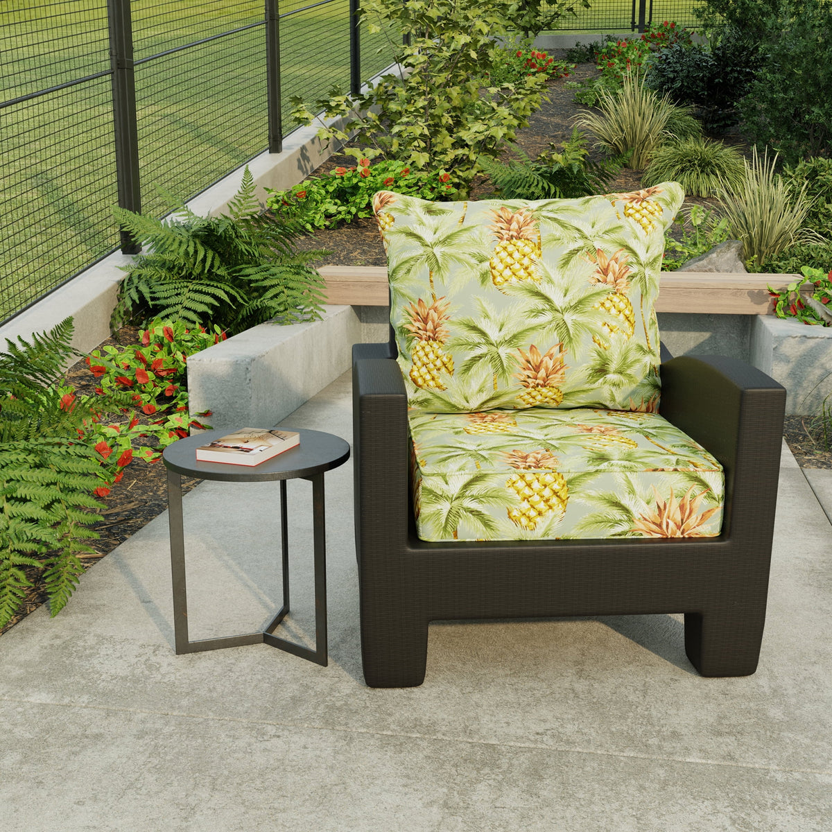 Green Tropical Rectangular Outdoor Deep Seating Chair Cushion M371568