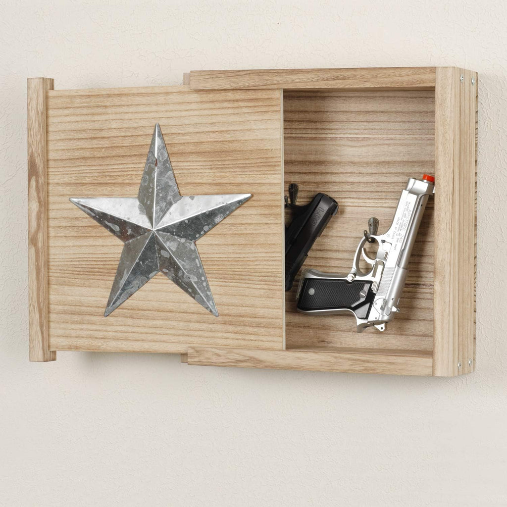 Solid Wood Wall Hanging Display Cabinet, Distressed Natural Finish K43133