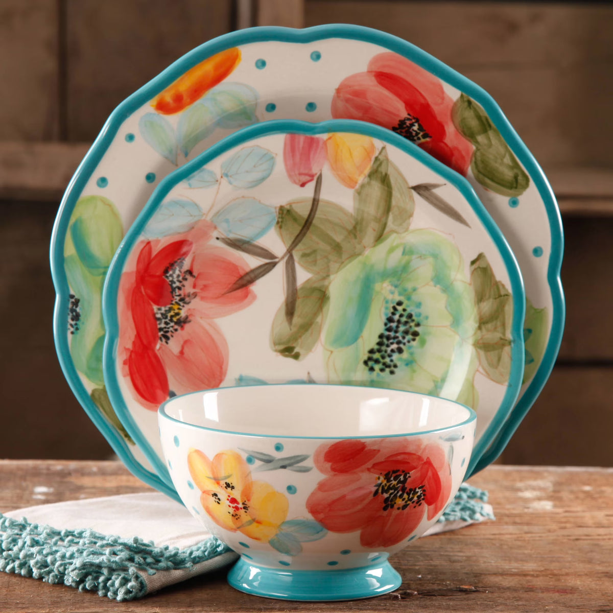 Turquoise 12-Piece Dinnerware Set U444214