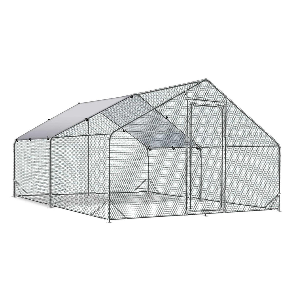 Large Metal Chicken Coop with Water-Resident Wire Mesh W283653