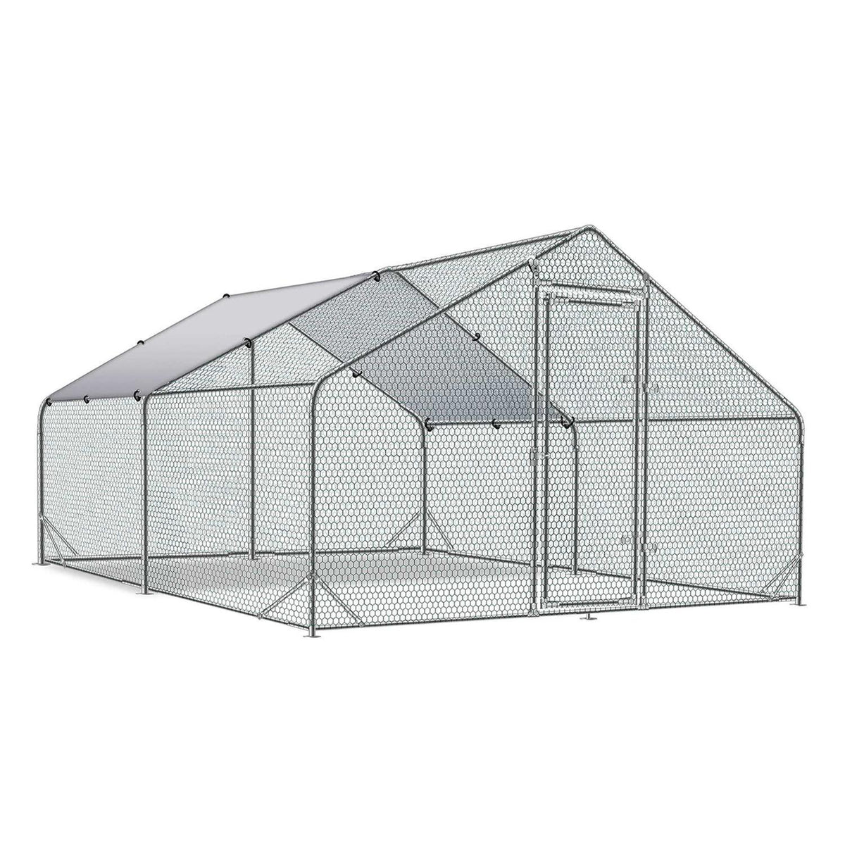 Large Metal Chicken Coop with Water-Resident Wire Mesh W283653