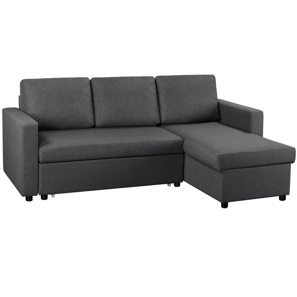 Dark Gray Reversible L-Shaped Sectional Sofa with Pull Out Bed X798