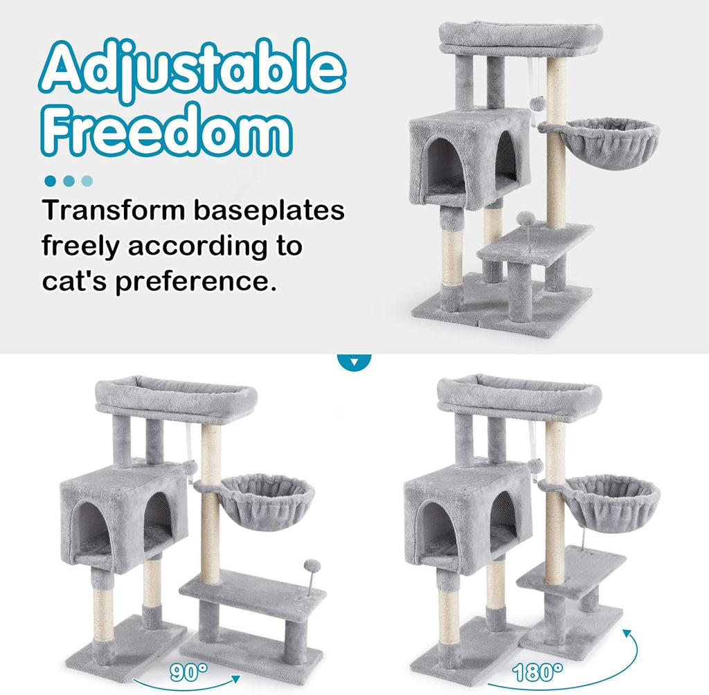 Cat Tree with Adjustable Base, Multi-Level Cat Furniture, Pack of 2 K6511
