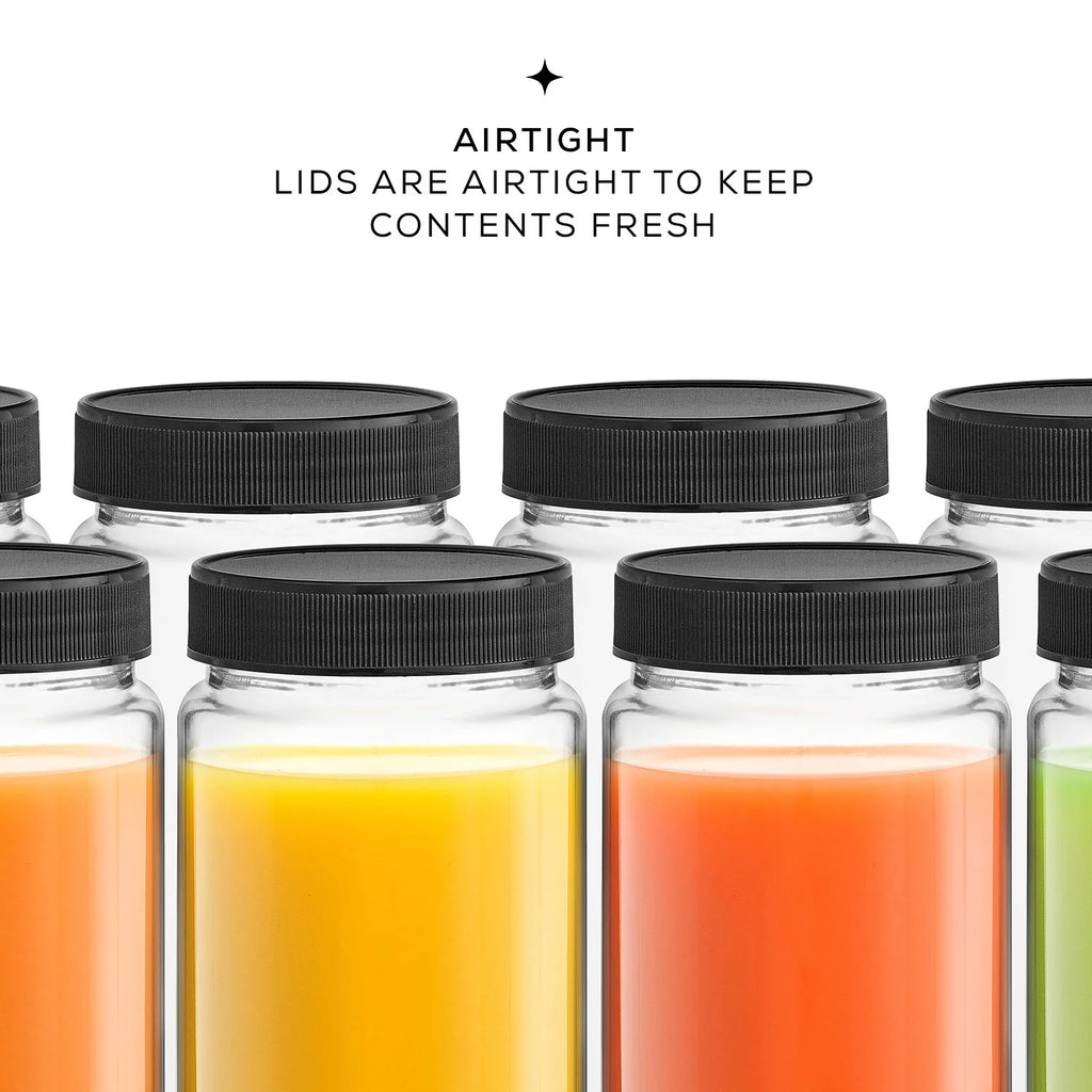 Set of 8 Glass Juice Bottles with BPA Free Lids A850