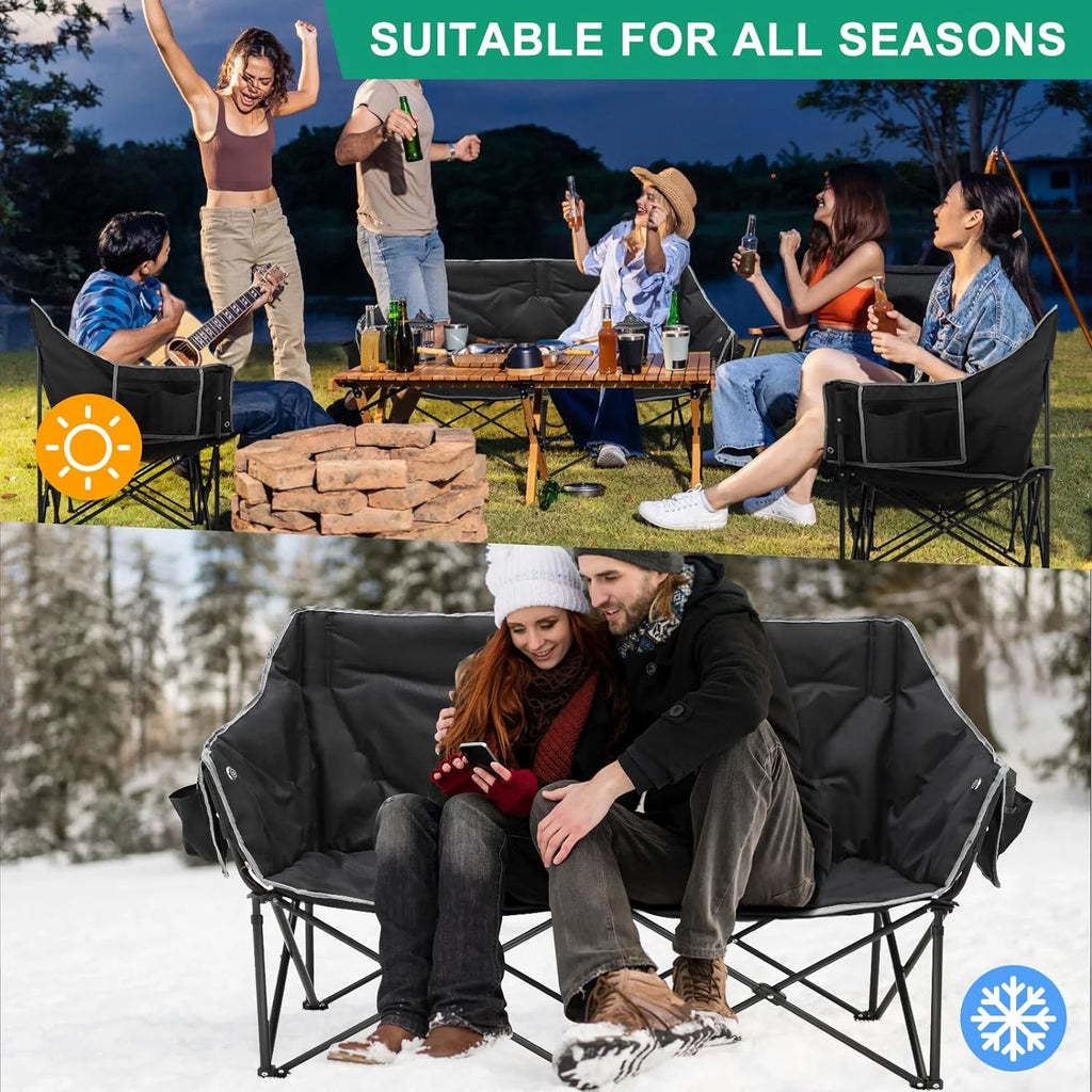 Heated 2-Person Folding Camping Chair 550 lbs E2288