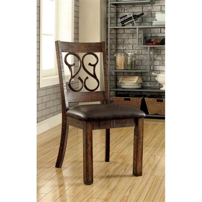 Faux Leather Dining Chair in Walnut (Set of 2) F23494