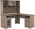L Shaped Computer Desk with Hutch, 60W, Ash Gray D826649