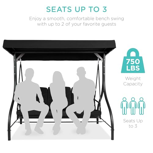 3-Seat Outdoor Canopy Swing Glider with Removable Cushions U5440