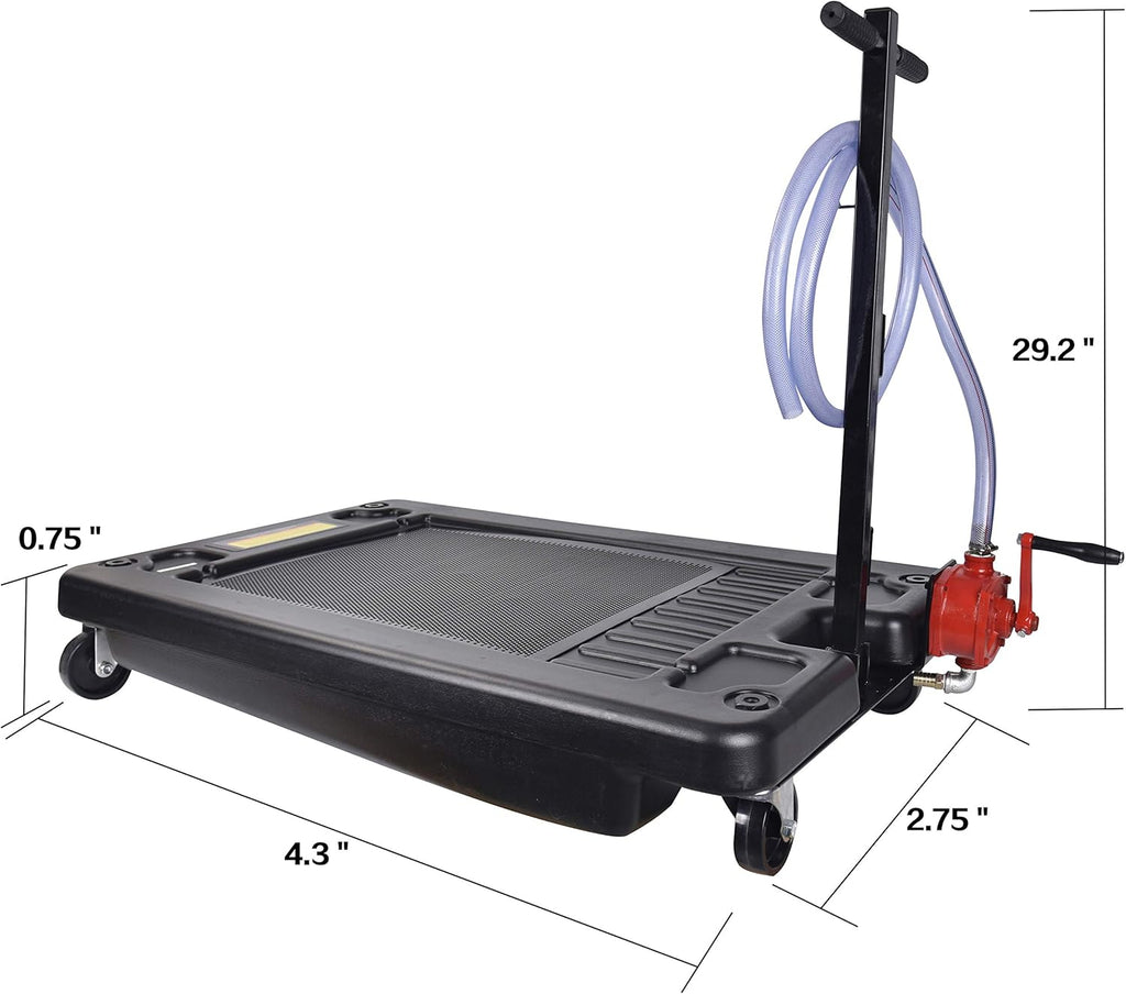 17 Gallon Low Profile Portable Oil Drain Pan with 8 Feet Evacuation Hose Y39949