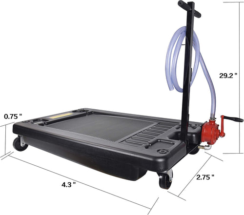 17 Gallon Low Profile Portable Oil Drain Pan with 8 Feet Evacuation Hose Y39949