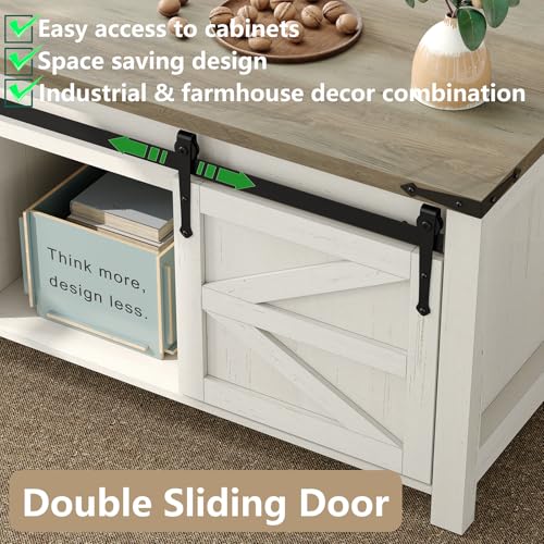 47.3'' Lift Top Coffee Table with Storage, White, Grey Top S6541