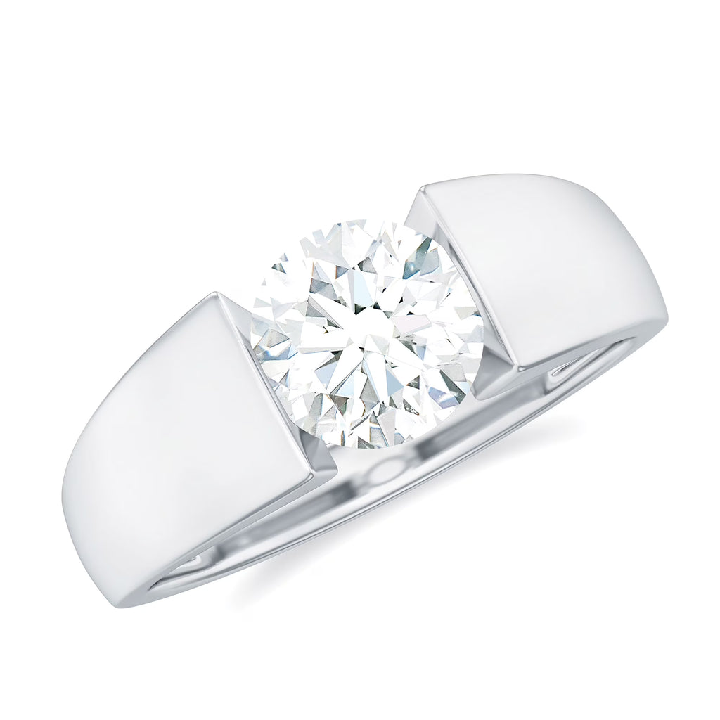 Moissanite Solitaire Engagement Ring, 2 Carat, Sterling Silver, 10K White Gold, US 7.50 P87369