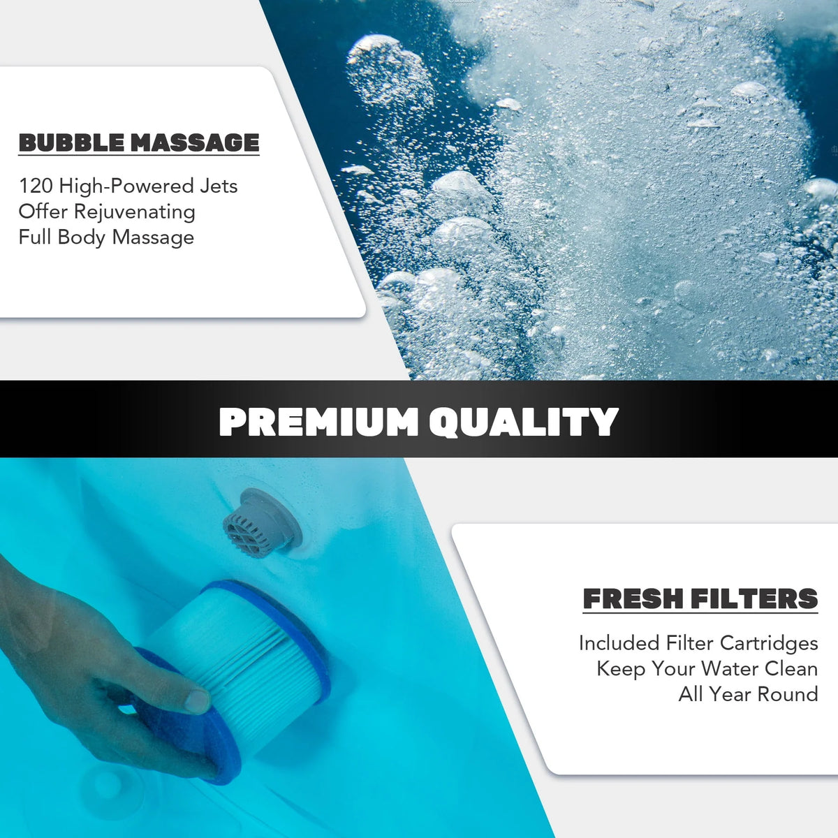 5x5ft Square Inflatable Spa Tub with 120 Massaging Jets M607