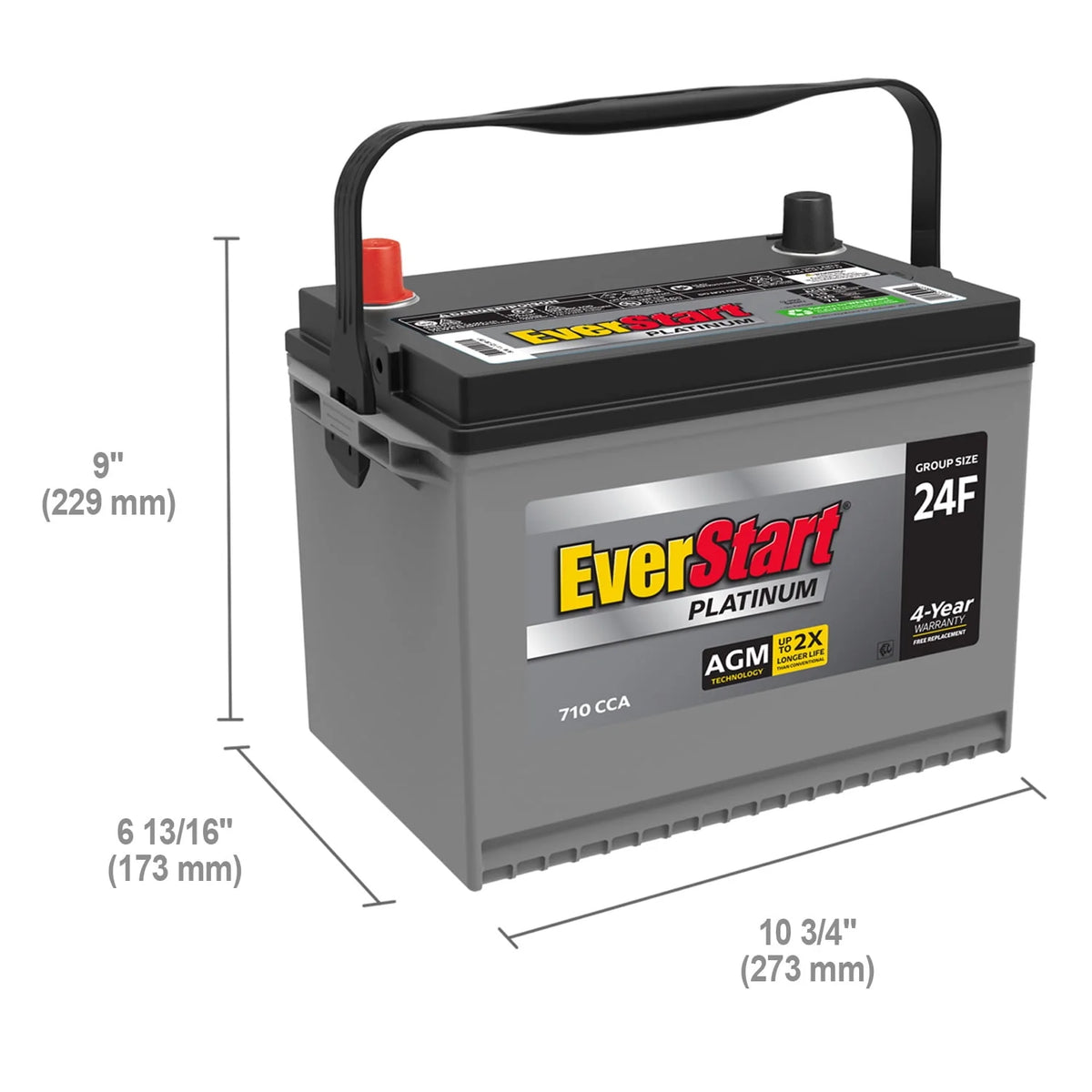 AGM Automotive Battery Group Size 24F 12 Volt 710 CCA E92480