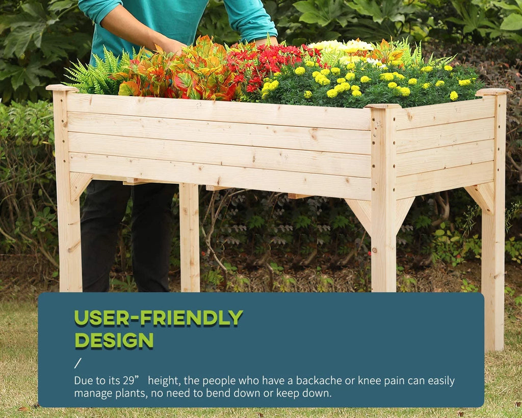 48x24x30in Elevated Wood Planter Garden Bed J4375