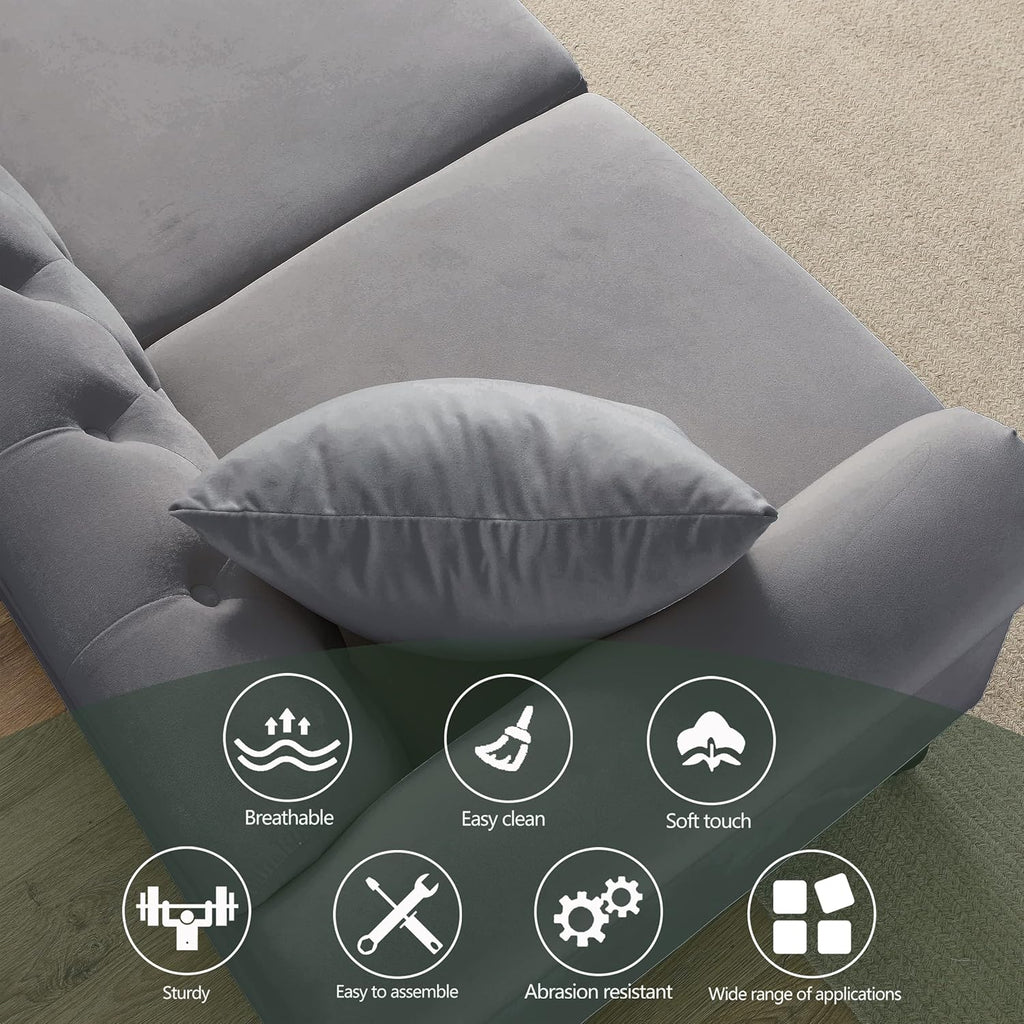 Grey Velvet 3 Seater Chesterfield Sofa X9998