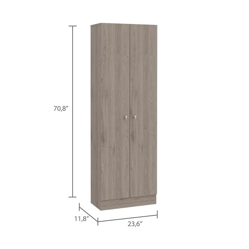 2 Piece Wood Two-Door Pantry Cabinet Set in Light Gray Z11327