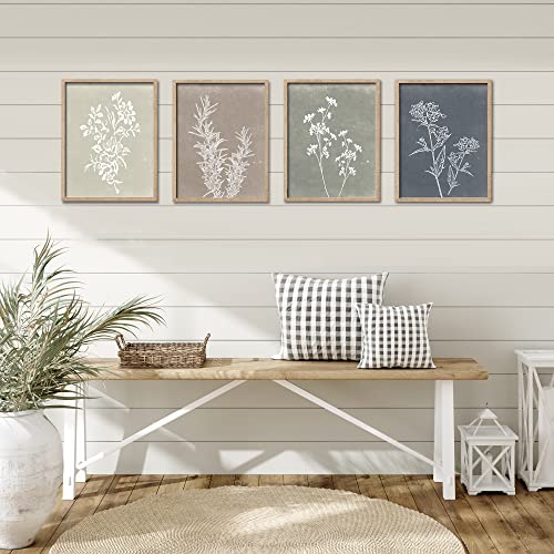 Framed Boho Botanical Print Wall Art Set of 4 Brown 12x16 O968803